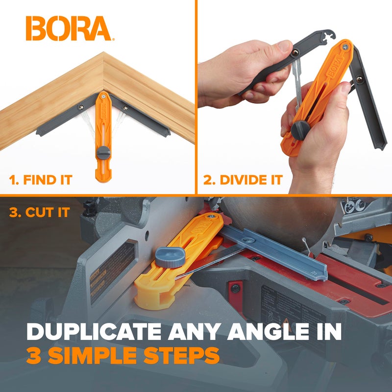 BORA MiteriX Compact Angle Finder Tool Gauge, Duplicates & Splits in Half for Precise Transfer to Miter Saw, Easy Corner and Angle Measuring & Duplicating - 530402 - Image 2